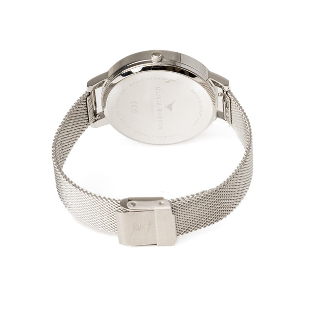 WHITE DIAL SILVER WATCH - SILVER MESH OB16BD97 -SILVER MESH OLIVIA BURTON 
