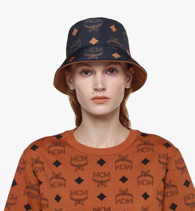 REVERSIBLE MONOGRAM PRINT COTTON BUCKET HAT - BLACK MEHDAMM05B7001 Black MCM 