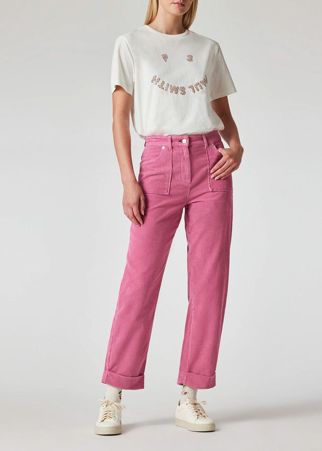 WOMEN'S CORDUROY BARREL LEG TROUSERS - PINK W2R-330T-N21950 52 PAUL SMITH 