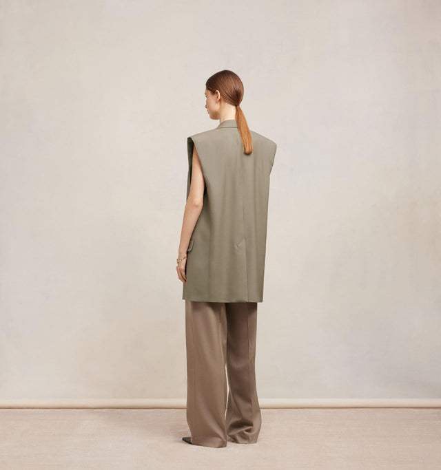 TWO BUTTONS OVERSIZED WAISTCOAT - TAUPE
