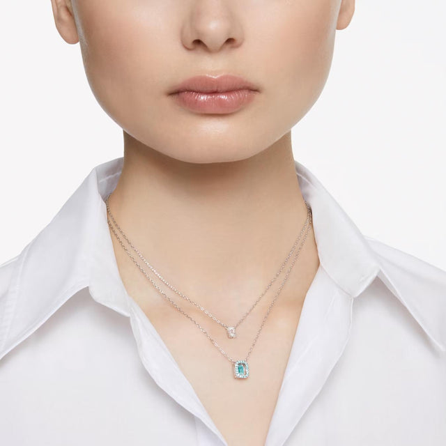 UNA LAYERED NECKLACE - BLUE/RHODIUM PLATED 5640557 FROMT/RHS SWAROVSKI 