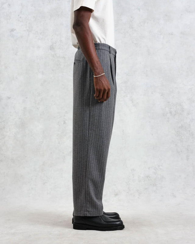 MALHAM PINSTRIPE WOOL TROUSERS  - CHARCOAL GREY AW24-TRO-MAL-BSS-CHR -CHARCOAL WAX LONDON 