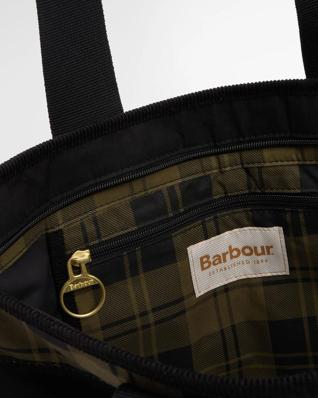 MYA PATCHWORK TOTE BAG - BLACK/ OLIVE CHECK LBA0484BK11 -BLACK/OLIVE CHECK BARBOUR 