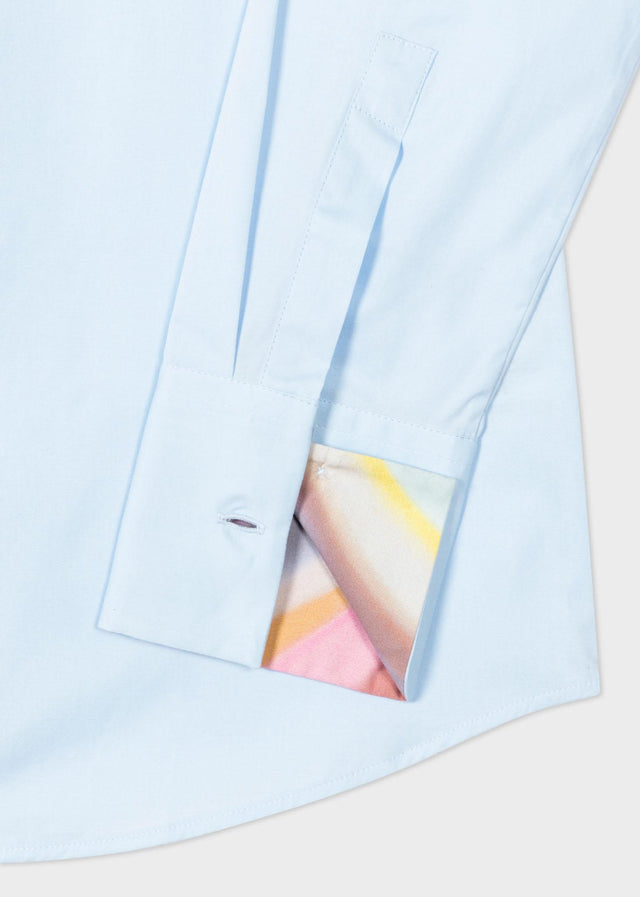 WOMEN'S COTTON 'SPRAY SWIRL' CUFF SHIRT - LIGHT BLUE W2R-019BB-K21598 40 PAUL SMITH 