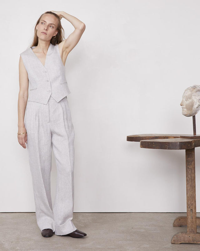 CLEORE LINEN WAISTCOAT - NATURAL S25WTLG405 -NATURAL OFFICINE GENERALE 