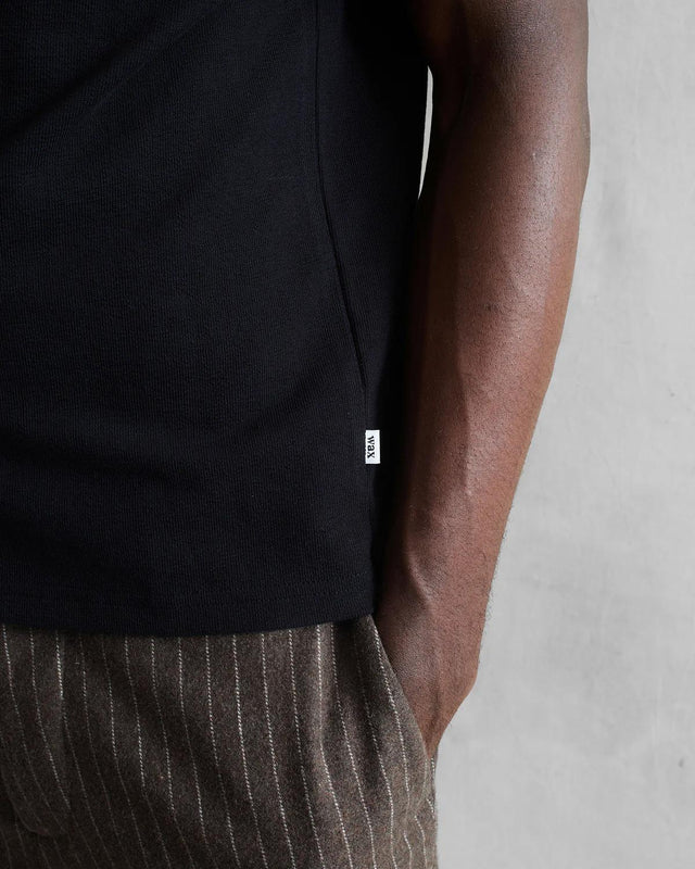 DEAN TEXTURED T-SHIRT - BLACK WI00-TEE-DEA-APF-BLK BLACK WAX LONDON 