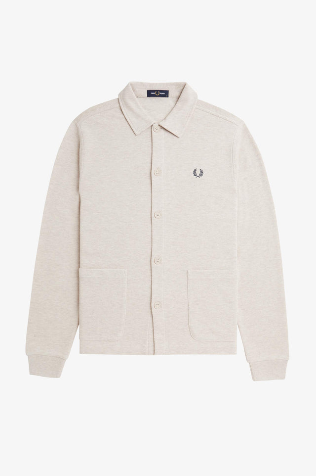 BUTTON THROUGH LONG SLEEVE POLO - PORRIDGE MARL M6598 -X23 PORRIDGE MARL FRED PERRY 