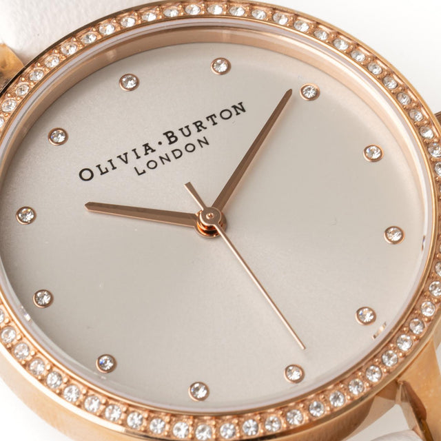 DEMI BLUSH SUNRAY SPARKLE BEZEL WATCH - WHITE OB16DE13 -BLUSH SUNRAY SPARKLE OLIVIA BURTON 