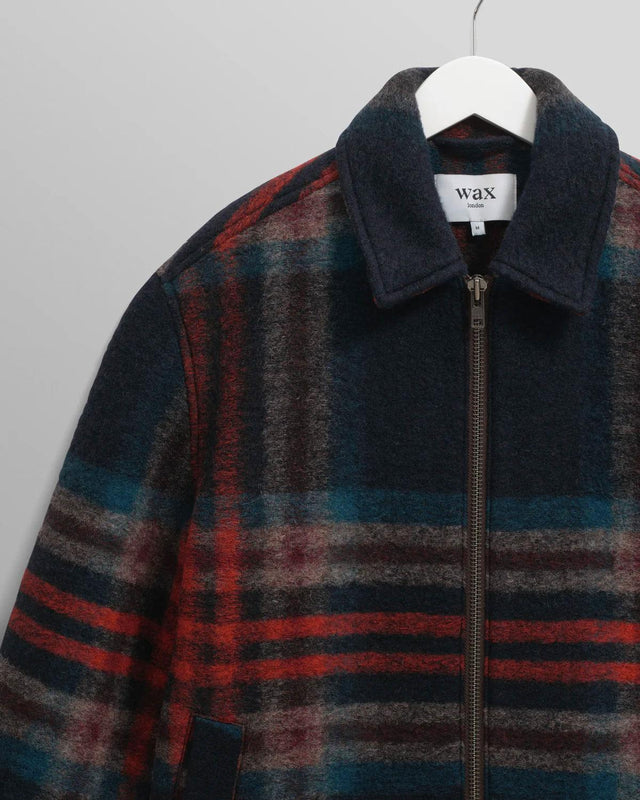 WOOL CHECK HEATH JACKET - NAVY/ MULTI AW25-JKT-HTH-BZF-NML -NAVY/MULTI WAX LONDON 