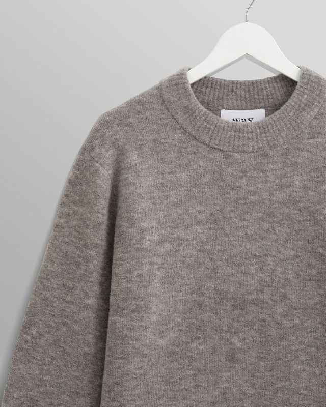 WILDE CREW BOUCLE JUMPER - GREY MARL AW24-KNT-WLD-BLG-GRM -GREY MARL WAX LONDON 