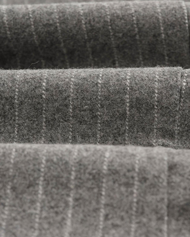 MALHAM PINSTRIPE WOOL TROUSERS  - CHARCOAL GREY AW24-TRO-MAL-BSS-CHR -CHARCOAL WAX LONDON 
