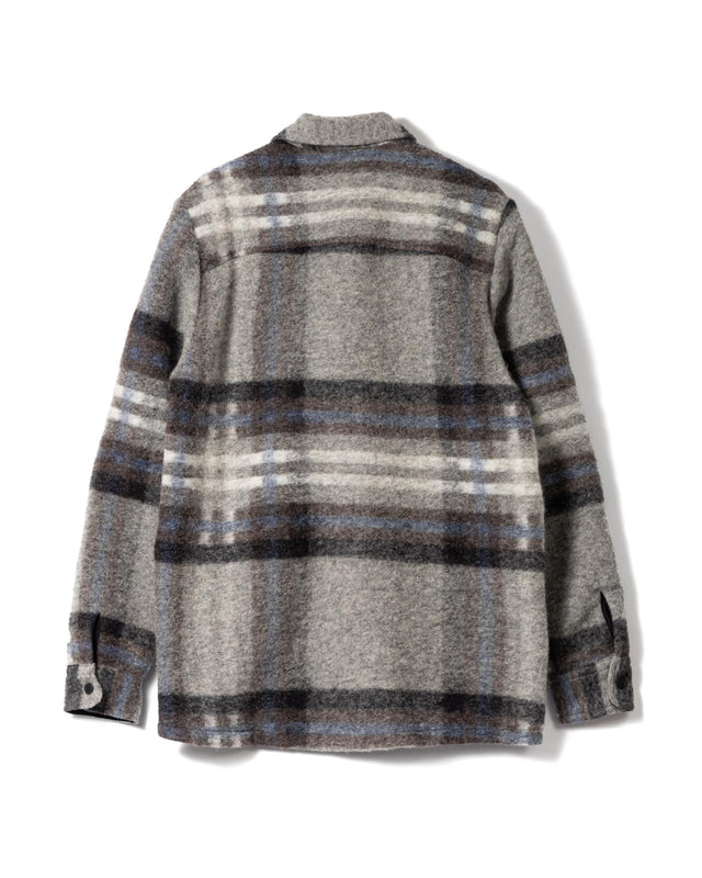 WOOL CHECK NOLAN OVERSHIRT - GREY/ BLUE AW25-OSH-NOL-BZF-GBL -GREY/BLUE WAX LONDON 