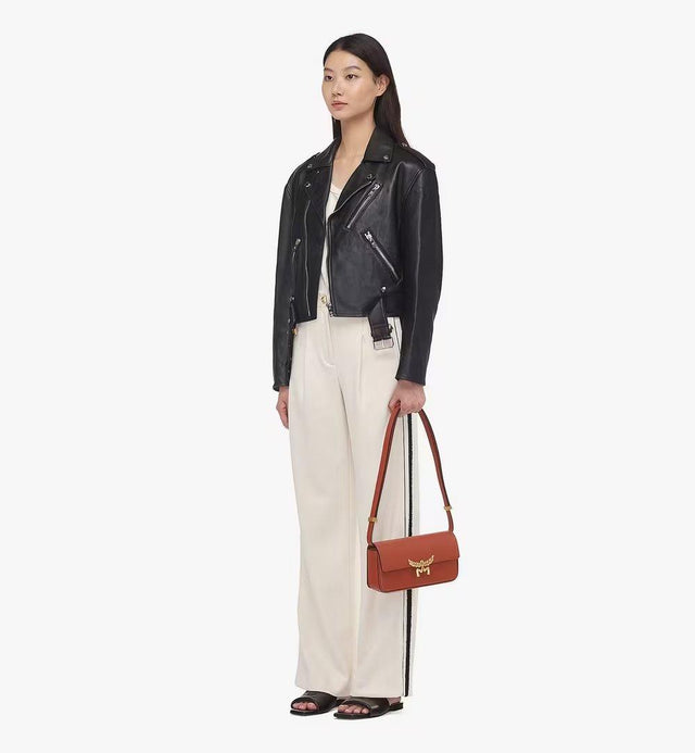 HIMMEL SHOULDER BAG IN SPANISH CALF LEATHER - BROWN MWSESAC06C7001 BROWN MCM 
