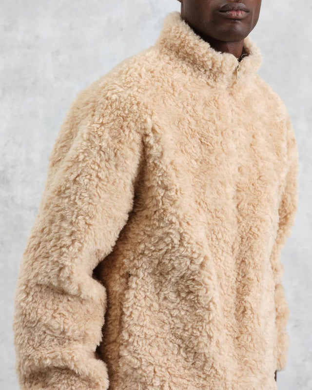 TRIMMS BORG JACKET FAUX FUR - BEIGE AW24-JKT-TRM-BKP-BEI -BEIGE WAX LONDON 
