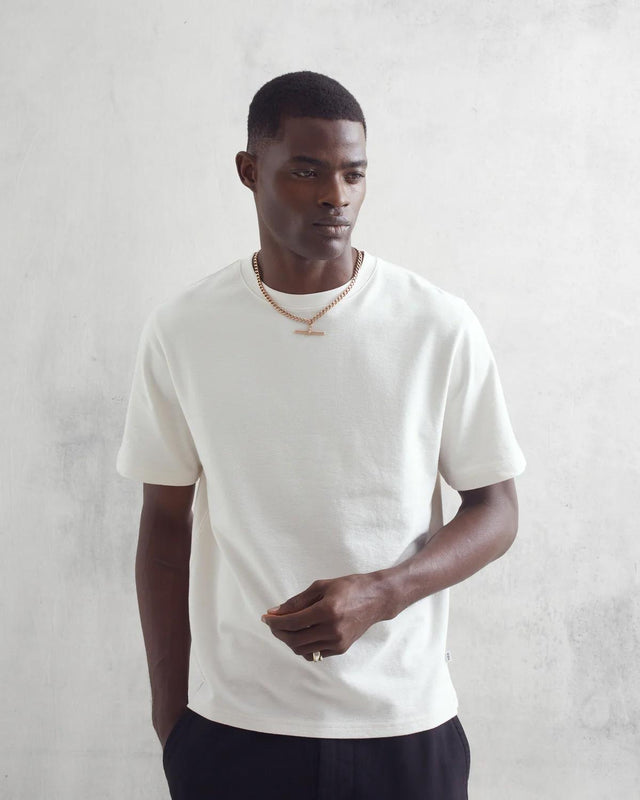 DEAN TEXTURED T-SHIRT - ECRU WI00-TEE-DEA-APF-ECR ECRU WAX LONDON 