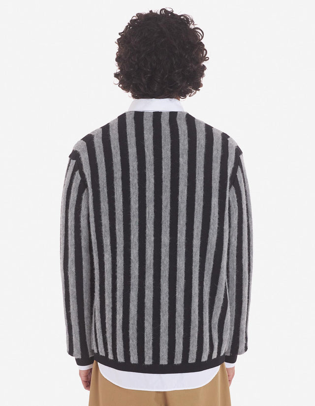 STRIPED COMFORT JUMPER - BLACK/STONE STRIPES