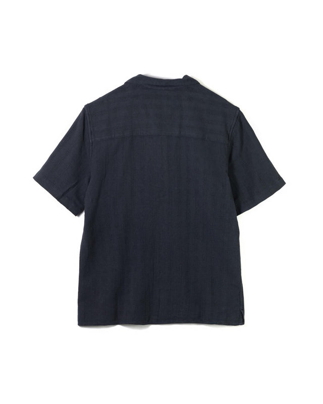 DIDCOT SS SHIRT OPEN WEAVE GRID - NAVY SS25-SSS-DID-BOP-NVY -NAVY WAX LONDON 