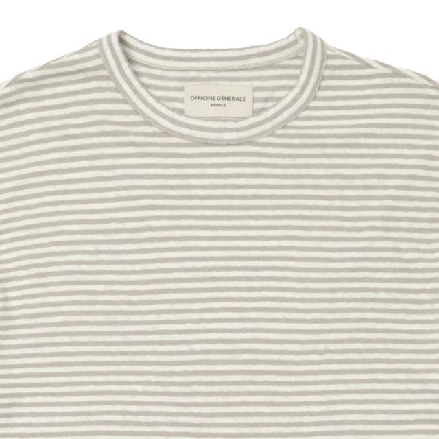 STRIPE T-SHIRT - HEATHER GREY/ ECRU S25MTEE227 -HEATHER GREY/ECRU OFFICINE GENERALE 