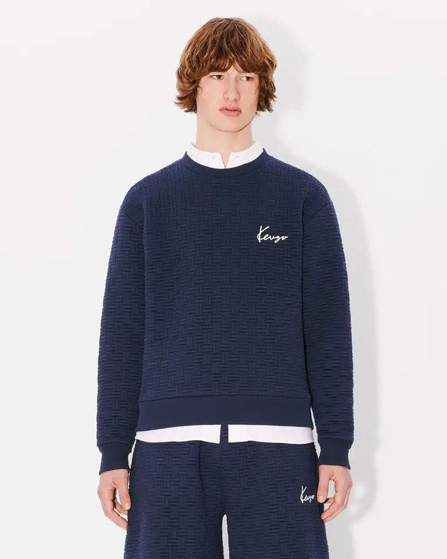 WEAVE EMBROIDERED SWEATSHIRT - MIDNIGHT BLUE FE65SW2154MU -79 kenzo 