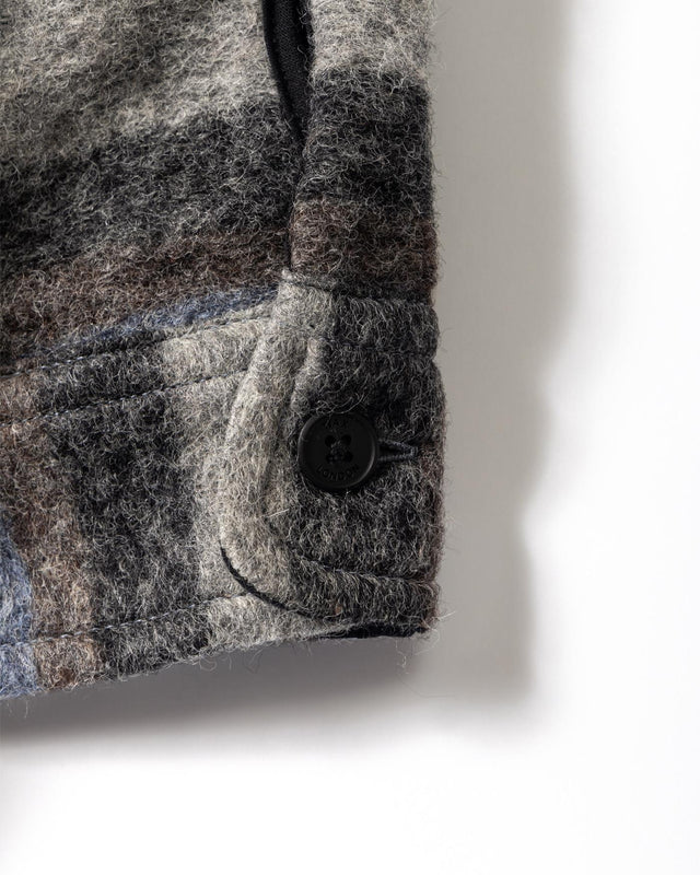 WOOL CHECK NOLAN OVERSHIRT - GREY/ BLUE AW25-OSH-NOL-BZF-GBL -GREY/BLUE WAX LONDON 