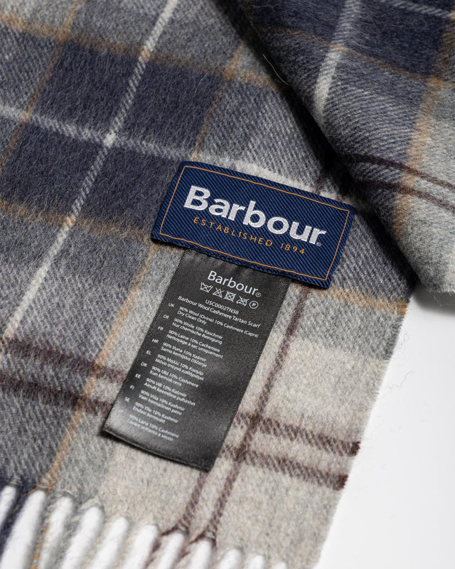 WOOL CASHMERE TARTAN SCARF - GREY MIDNIGHT USC0002TN38 -GREY MIDNIGHT TARTAN BARBOUR 
