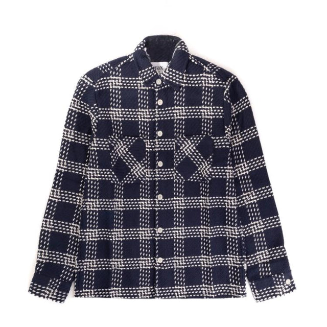 WHITING OVERSHIRT LATTICE CHECK - NAVY AW24-OSH-WHI-BKU-NVY -NAVY WAX LONDON 