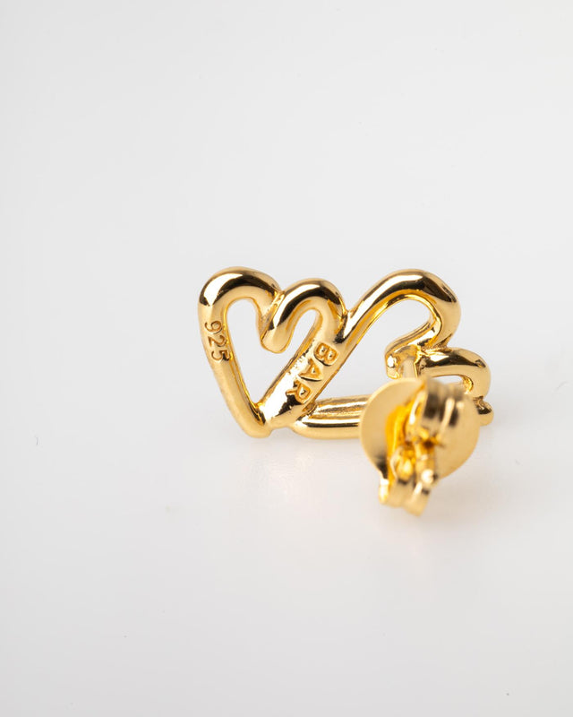 TWO HEARTS EARRINGS - GOLD TWOH-EA-155 -GOLD BAR JEWELLERY 