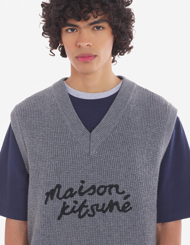 HANDWRITING OVERSIZE VEST - DARK GREY MELANGE