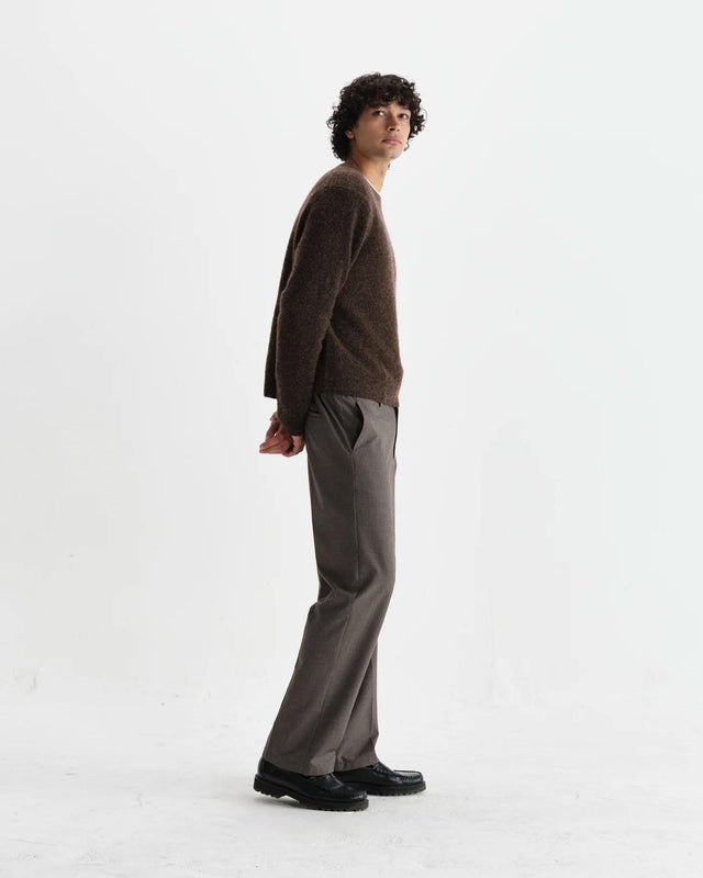 FLUFFY WOOL BLEND WILDE CREWNECK - BROWN AW25-KNT-WLD-BWE-BRN -BROWN WAX LONDON 