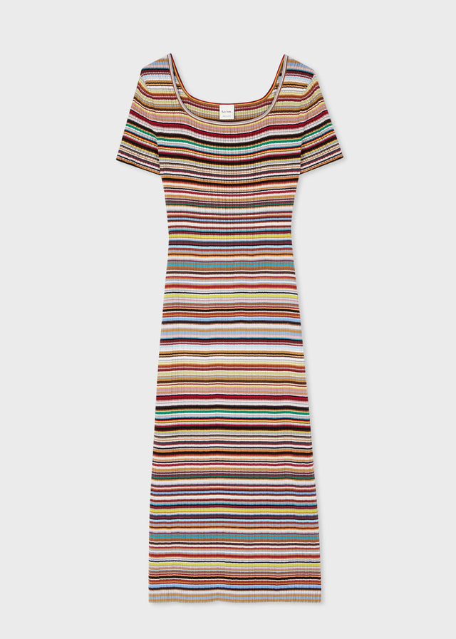 WOMEN'S SIGNATURE STRIPE KNITTED COTTON DRESS - MULTI W1R-467N-N11020 92 PAUL SMITH 