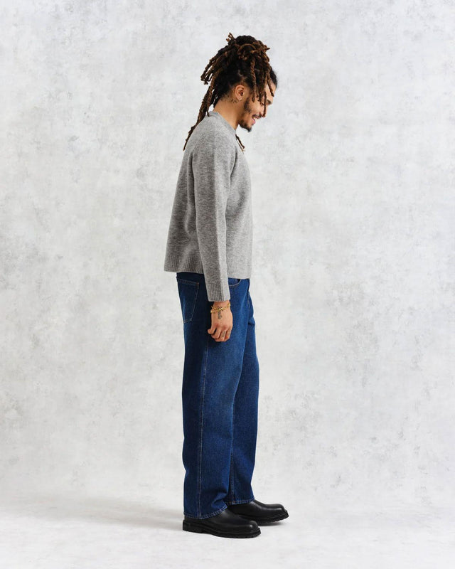 WILDE CREW BOUCLE JUMPER - GREY MARL AW24-KNT-WLD-BLG-GRM -GREY MARL WAX LONDON 