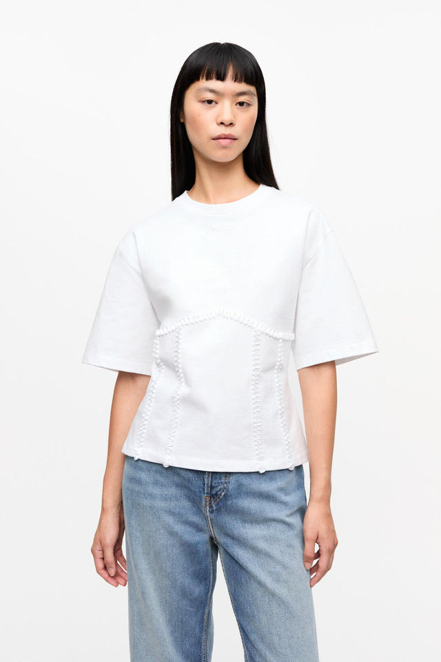 TIE BACK WAISTED T-SHIRT - BRIGHT WHITE