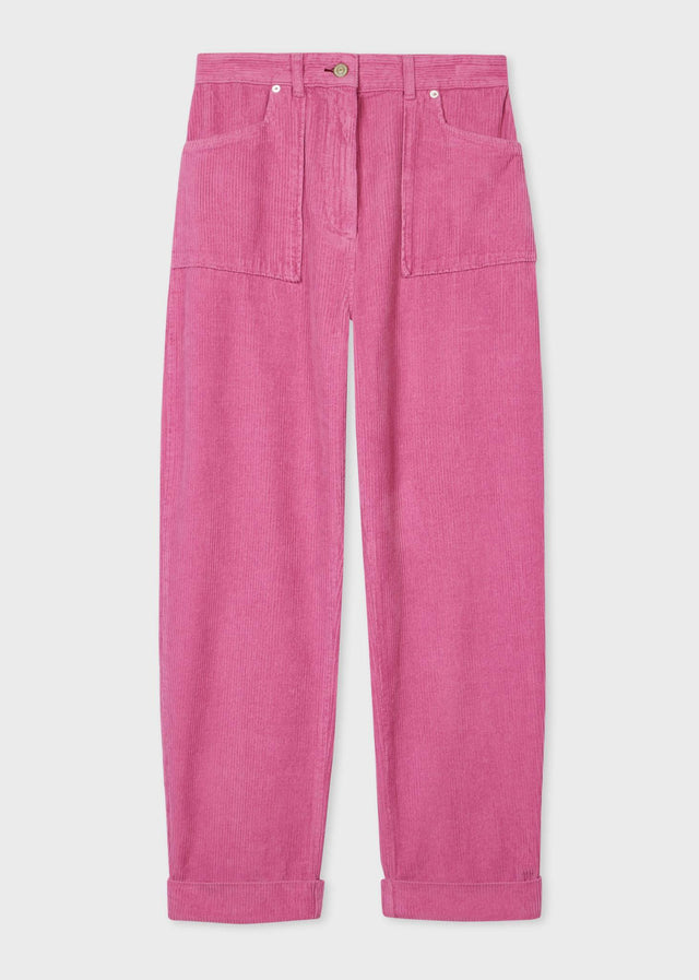 WOMEN'S CORDUROY BARREL LEG TROUSERS - PINK W2R-330T-N21950 52 PAUL SMITH 