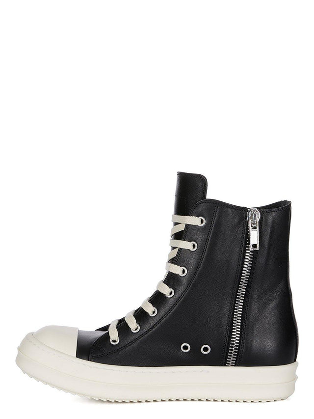 LEATHER SNEAKERS - BLACK/ MILK/ MILK
