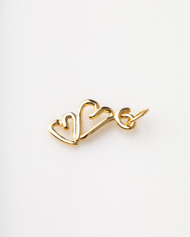 TWO HEARTS CHARM - GOLD TWOH-CHA-156 -GOLD BAR JEWELLERY 