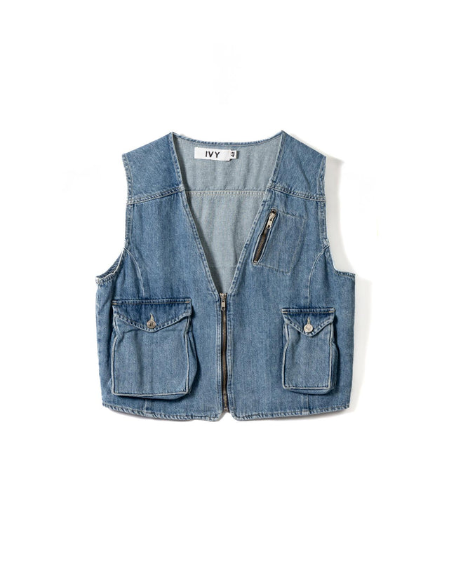UTA POCKET DENIM VEST - DENIM BLUE I234828 DENIM BLUE IVY COPENHAGEN 