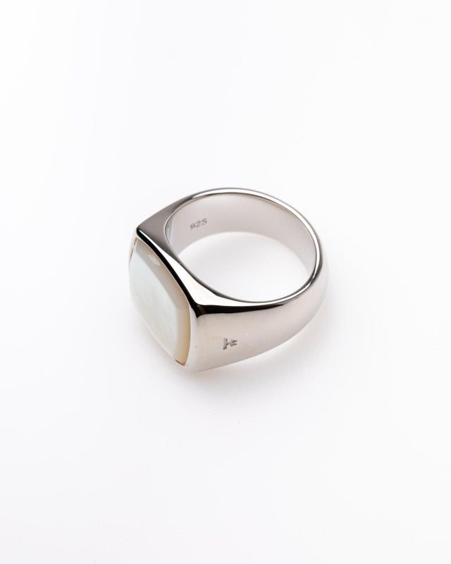 CUSHION WHITE MOP RING - SILVER 100383 -SILVER TOM WOOD 