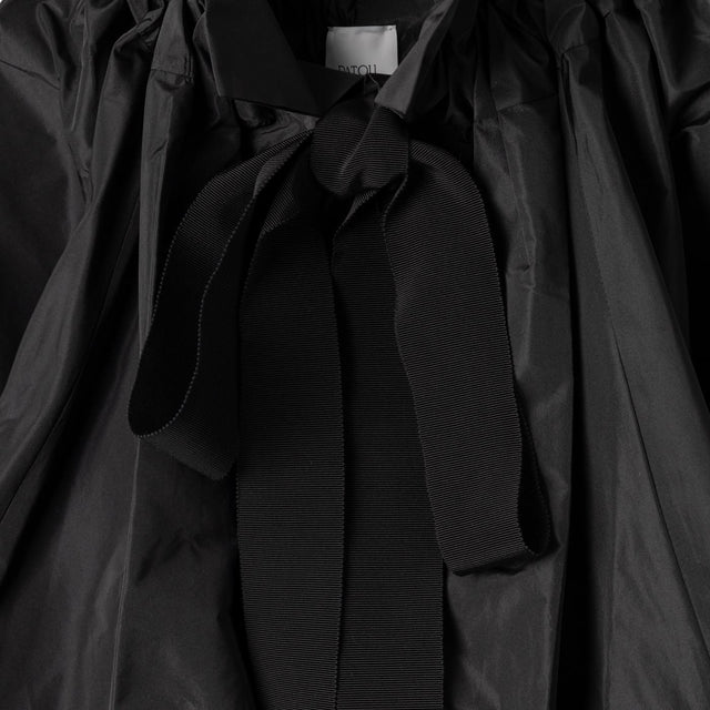 GROSGRRAIN PUFF SLEEVE FAILLE TOP - BLACK TO0170011 -999B PATOU 