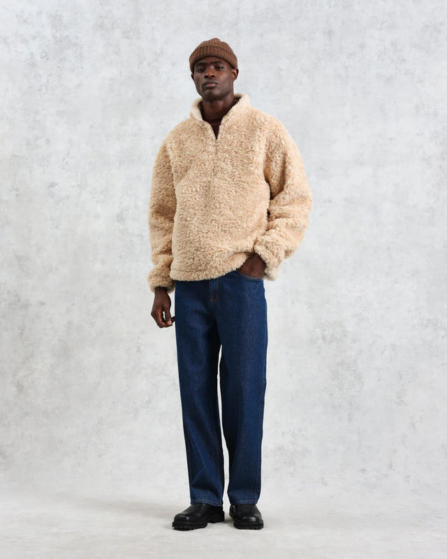 TRIMMS BORG JACKET FAUX FUR - BEIGE AW24-JKT-TRM-BKP-BEI -BEIGE WAX LONDON 