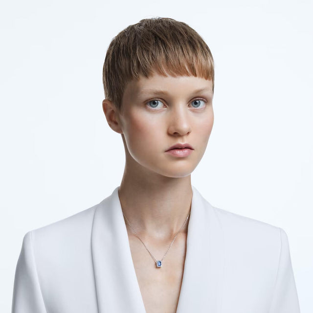 MILLLENIA NECKLACE OCTAGON CUT - BLUE/RHODIUM PLATED