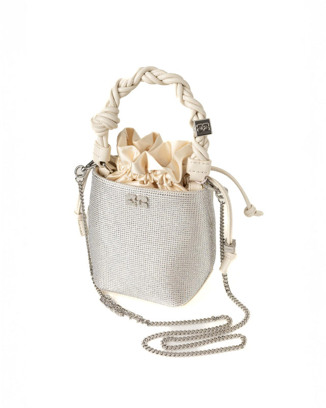 BOU BUCKET MINI SATIN STRASS BAG - EGRET A6507 -135 EGRET GANNI 