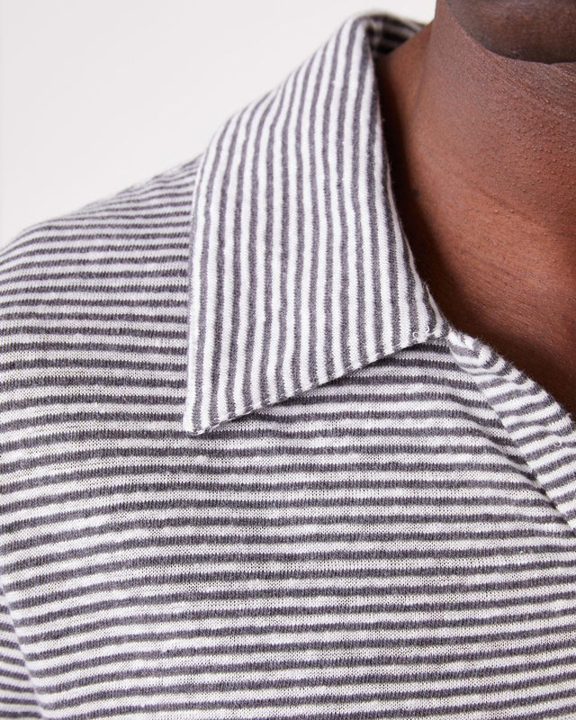 SIMON STRIPE POLO - HEATHER GREY/ ECRU S25MTEE225 -HEATHER GREY/ECRU OFFICINE GENERALE 