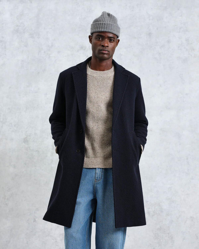 SASSO TWILL WOOL COAT - NAVY AW24-OUT-SAS-BKR-NVY -NAVY WAX LONDON 