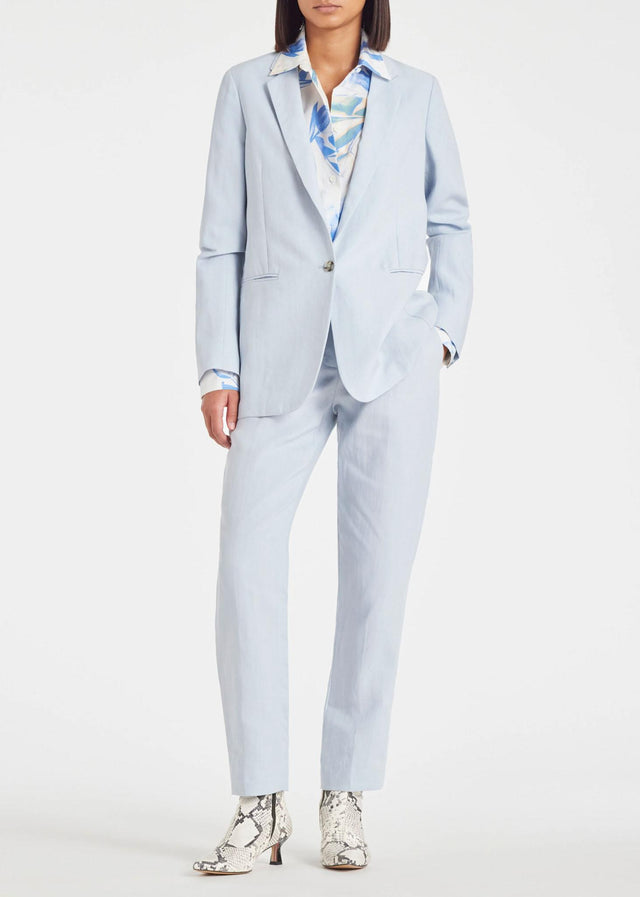 WOMEN'S LINEN ONE-BUTTON BLAZER - PALE BLUE W1R-254JC-M01427 41A PAUL SMITH 