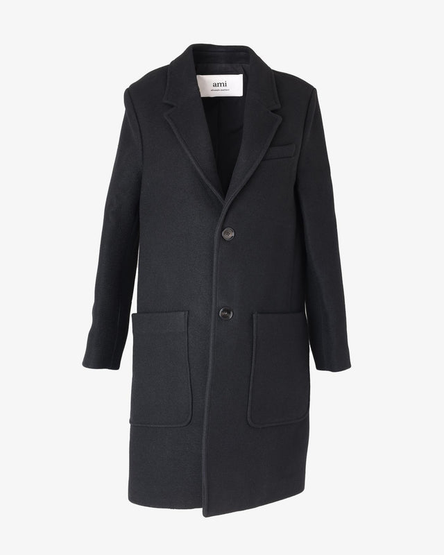 TWO BUTTONS WOOL COAT - BLACK<BR/><BR/> FCO005.WV0020 BLACK AMI PARIS 