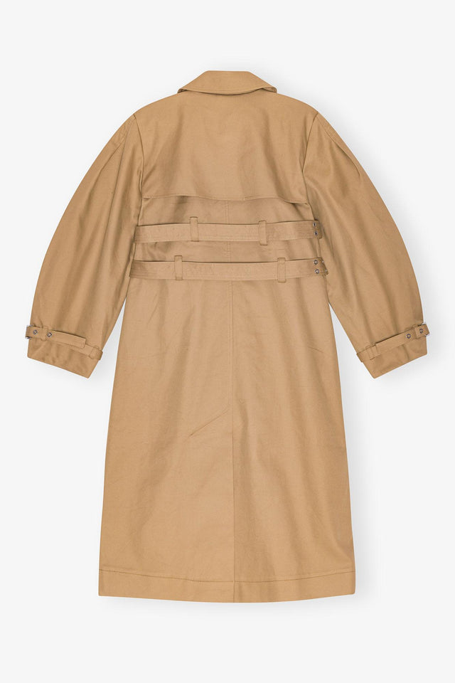 BONDED COTTON TRENCH COAT - TIGER'S EYE W0221 -177 TIGERS EYE GANNI 