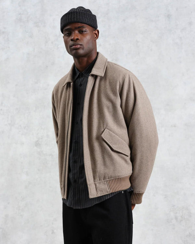 KNOLL WOOL BOMBER JACKET - NATURAL AW24-JKT-KNO-BKN-NAT -NATURAL WAX LONDON 