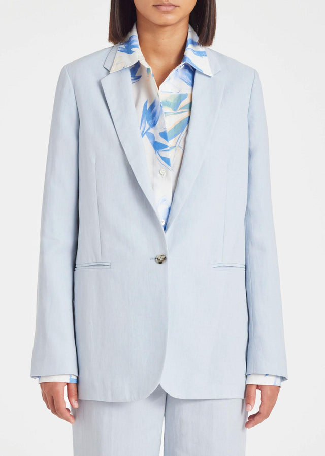 WOMEN'S LINEN ONE-BUTTON BLAZER - PALE BLUE W1R-254JC-M01427 41A PAUL SMITH 