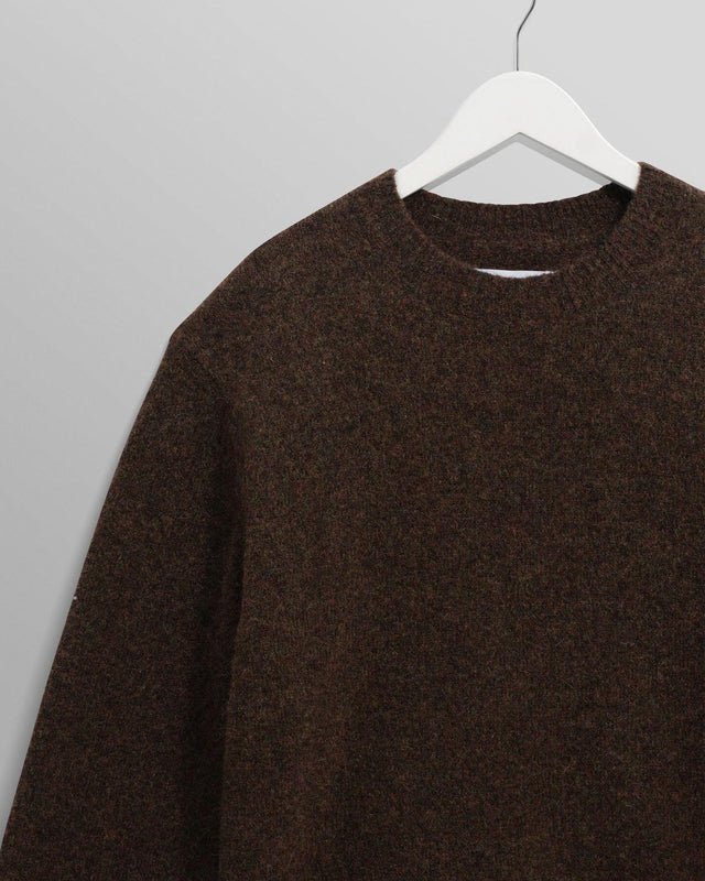 FLUFFY WOOL BLEND WILDE CREWNECK - BROWN AW25-KNT-WLD-BWE-BRN -BROWN WAX LONDON 