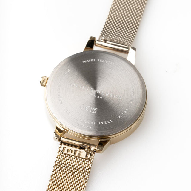 POP ART WATCH - GOLD OBGSET153 -PALE GOLD MESH OLIVIA BURTON 